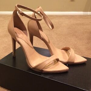 Zara nude pointed leather strappy heels